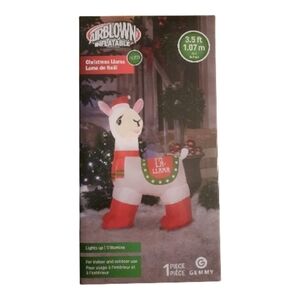 Gemmy Festive Inflatable Llama with Red and White Accents New In Box